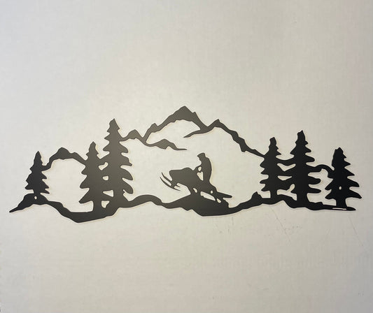 Mountain Range with Snowmobile - Snowmobile Scene - Mountain Wall Art - Snowmobile Gift - Snowmobile Sign - Home Decor