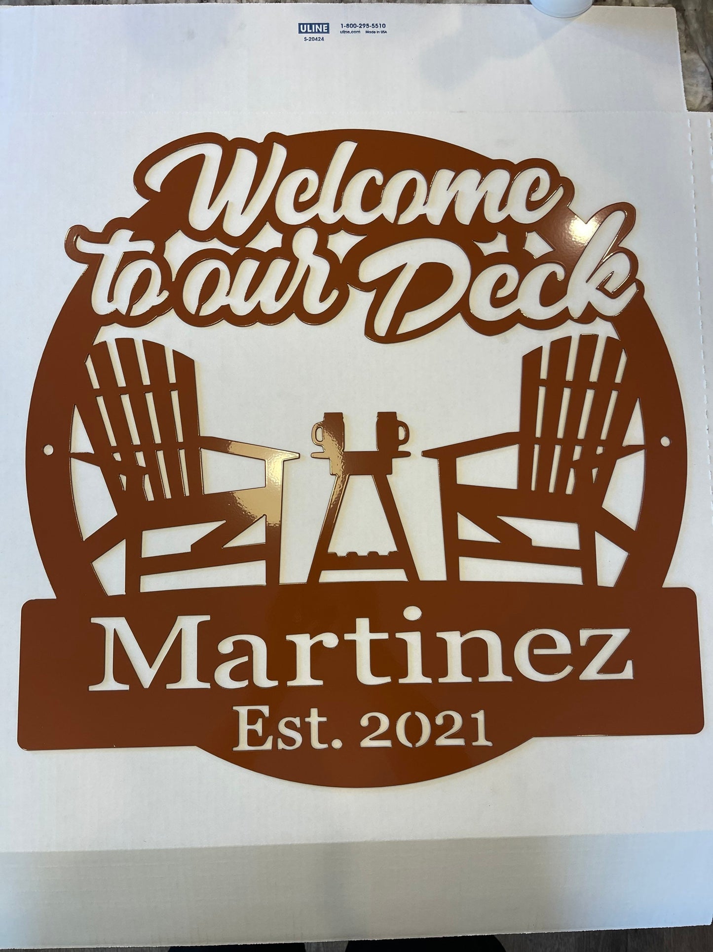 Metal Welcome to our Deck custom Family name sign EST date