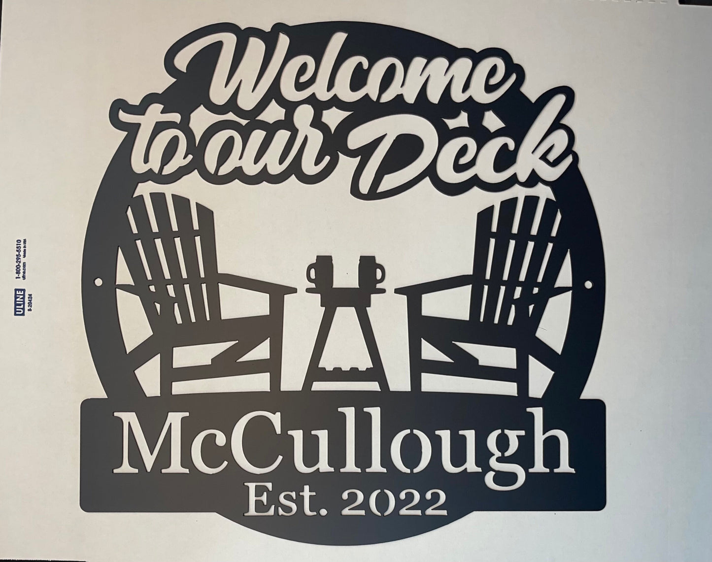 Metal Welcome to our Deck custom Family name sign EST date