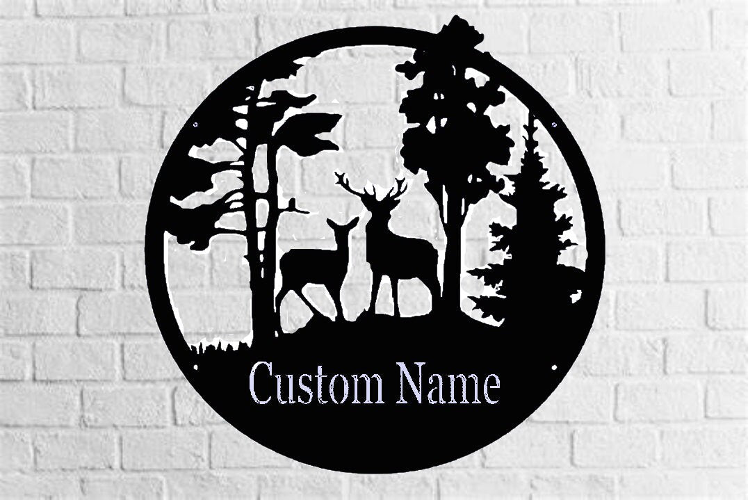 Metal Deer Forest Custom Name Sign 24 Hour Rush Avail